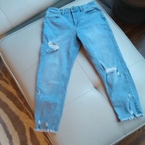 Ripped style mom jeans